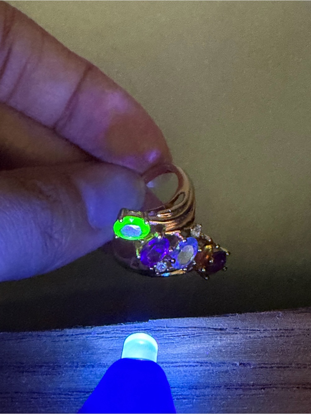 Gold Multi-Stone Cocktail Ring - Purple, Green, Clear